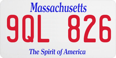 MA license plate 9QL826