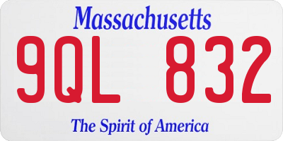 MA license plate 9QL832