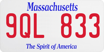 MA license plate 9QL833