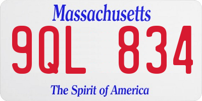 MA license plate 9QL834