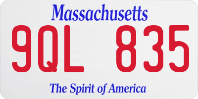MA license plate 9QL835