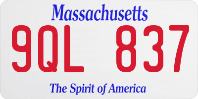 MA license plate 9QL837