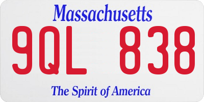 MA license plate 9QL838