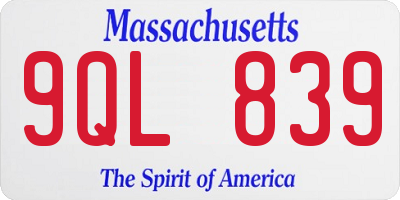 MA license plate 9QL839