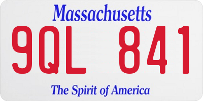 MA license plate 9QL841