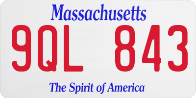 MA license plate 9QL843
