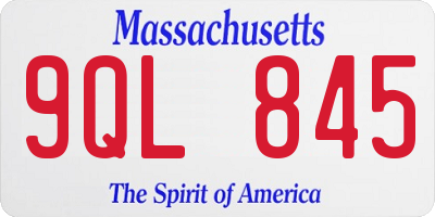 MA license plate 9QL845
