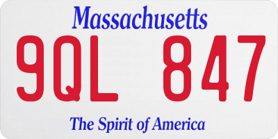 MA license plate 9QL847