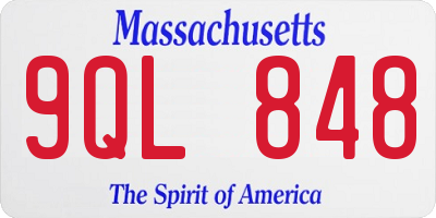 MA license plate 9QL848