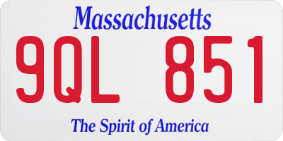 MA license plate 9QL851