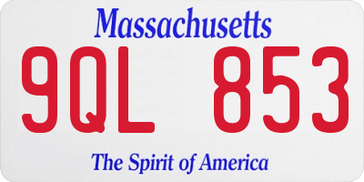 MA license plate 9QL853
