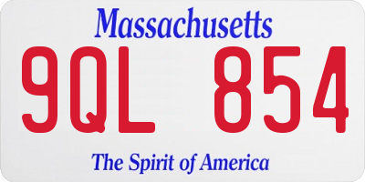 MA license plate 9QL854