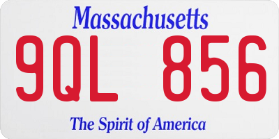 MA license plate 9QL856