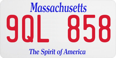 MA license plate 9QL858