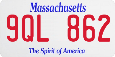 MA license plate 9QL862
