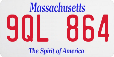 MA license plate 9QL864
