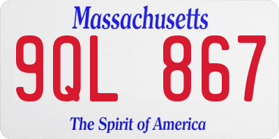 MA license plate 9QL867