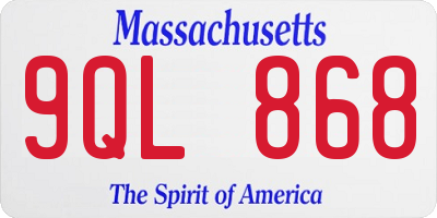 MA license plate 9QL868