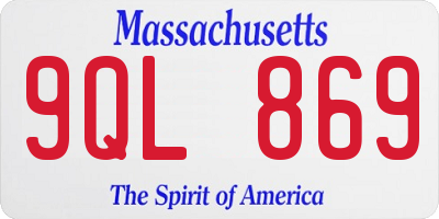 MA license plate 9QL869