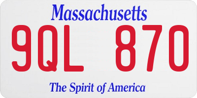 MA license plate 9QL870