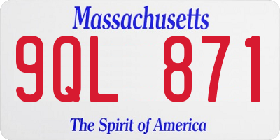 MA license plate 9QL871