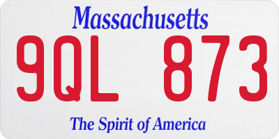 MA license plate 9QL873