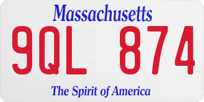 MA license plate 9QL874