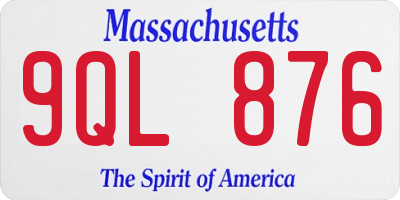 MA license plate 9QL876