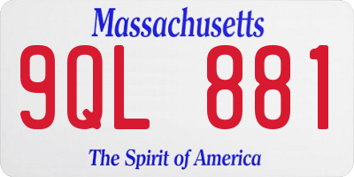 MA license plate 9QL881