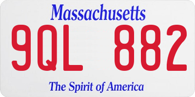 MA license plate 9QL882