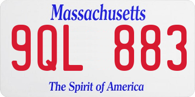MA license plate 9QL883