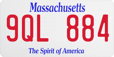 MA license plate 9QL884
