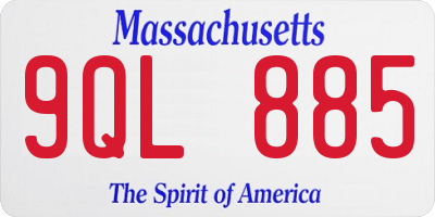 MA license plate 9QL885
