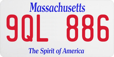MA license plate 9QL886