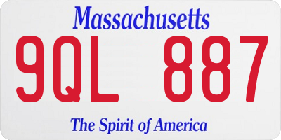 MA license plate 9QL887