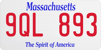 MA license plate 9QL893