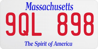 MA license plate 9QL898