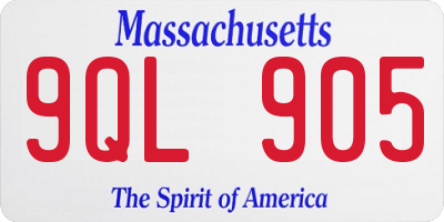 MA license plate 9QL905