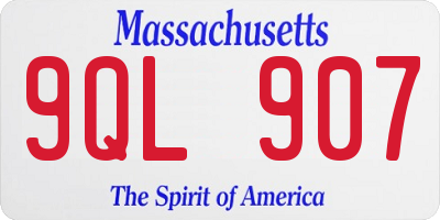MA license plate 9QL907