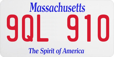 MA license plate 9QL910