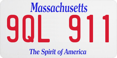 MA license plate 9QL911