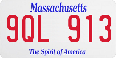 MA license plate 9QL913