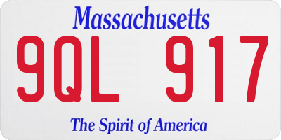 MA license plate 9QL917