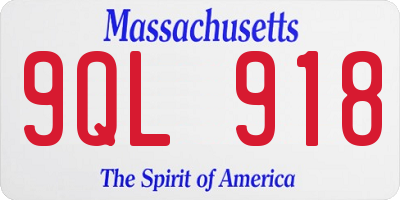MA license plate 9QL918