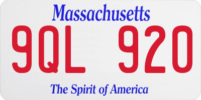 MA license plate 9QL920