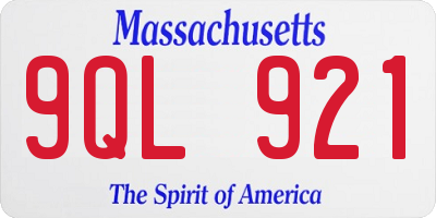 MA license plate 9QL921