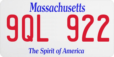 MA license plate 9QL922