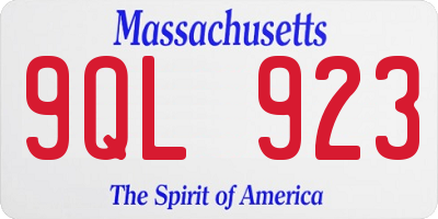 MA license plate 9QL923