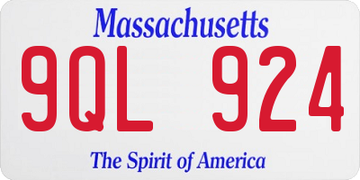 MA license plate 9QL924