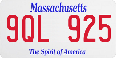 MA license plate 9QL925